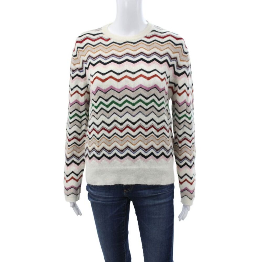 Missoni Unisex Pullover Beige Geometric Round Neck Alpaca Blend Size 42